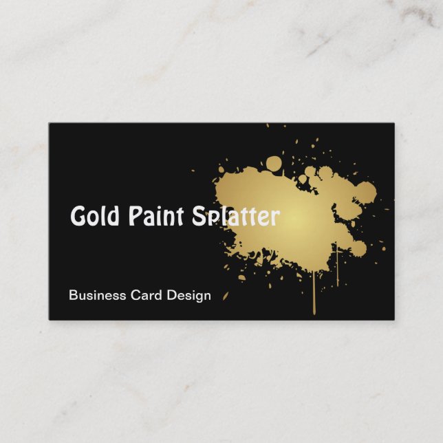 Metallic Gold Paint Splatter Business Card (Front)
