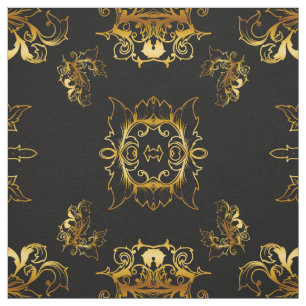 Metallic Gold Pattern on Black Fabric