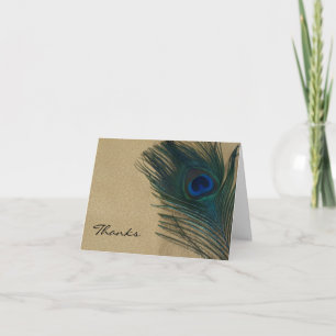 Metallic Gold Peacock Wedding Thank You Cards