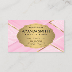Metallic Gold   Pink Marble Background Business Card