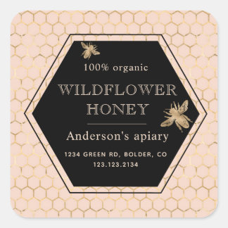 Metallic Gold Queen Bee Honey Jar Label