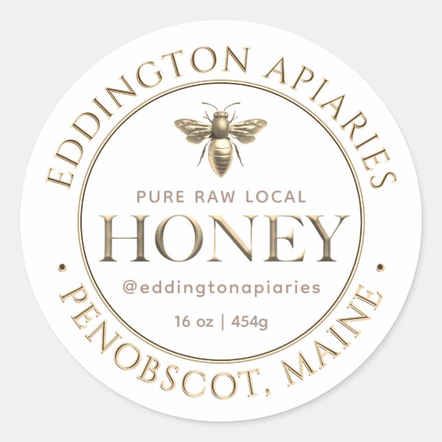 Metallic Gold Queen Bee Honey Label (Front)