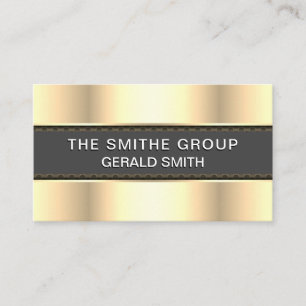 Metallic Gold Shine Grey Banner Business Card