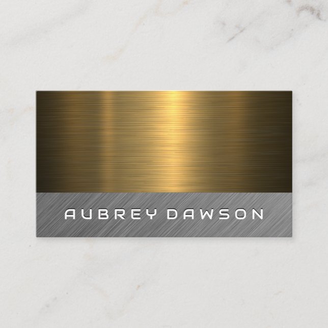 Metallic Gold Silver Brushed Business Card (Front)