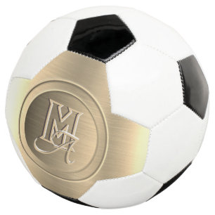 Metallic Gold Steel Engraved Monogram Soccer Ball