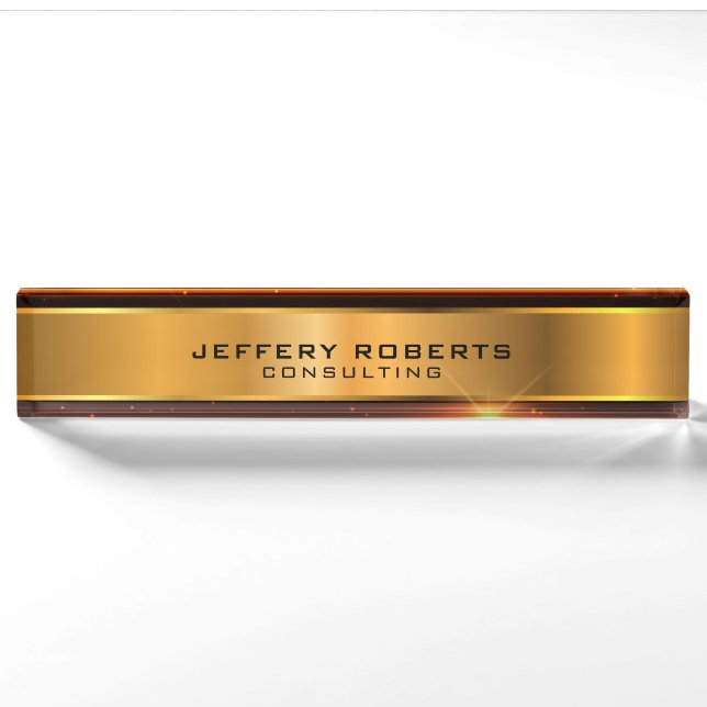 Metallic gold stripes nameplate (Front)