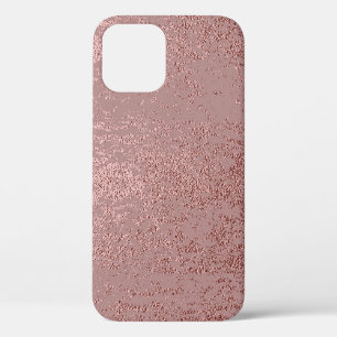 Metallic gold texture, rose quartz. iPhone 12 case