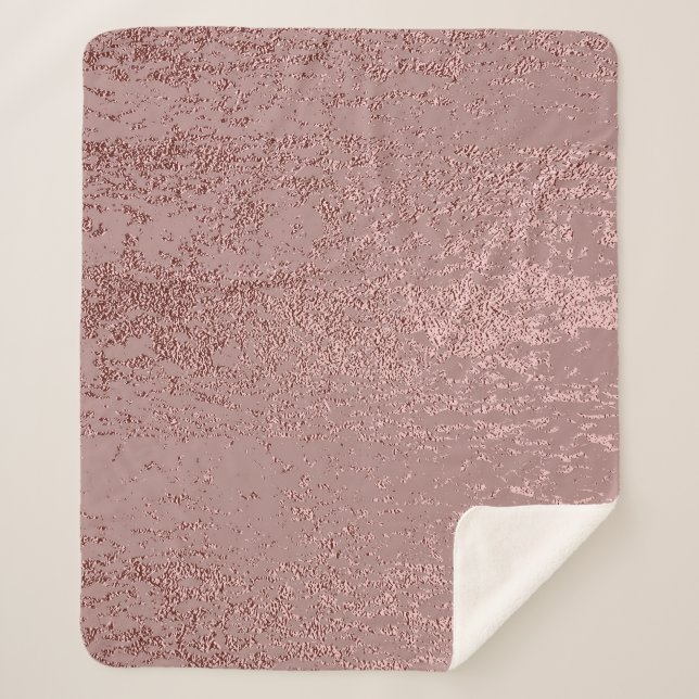 Metallic gold texture, rose quartz. sherpa blanket (Front)