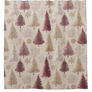 Metallic Gold Trees and Burgundy Christmas Forest