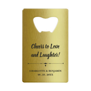 Metallic Gold  Wedding Favours Credit Card Bottle Opener