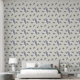 Metallic Gold White Blue Abstract Geometric Wallpaper