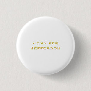 Metallic Gold & White Professional Modern Elegant 1 Inch Round Button