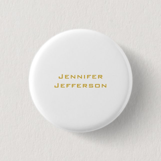 Metallic Gold & White Professional Modern Elegant 1 Inch Round Button (Front)
