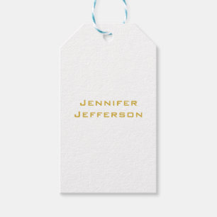 Metallic Gold & White Professional Modern Elegant Gift Tags