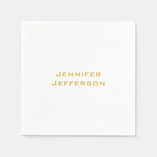 Metallic Gold & White Professional Modern Elegant Napkin