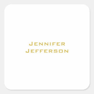 Metallic Gold & White Professional Modern Elegant Square Sticker