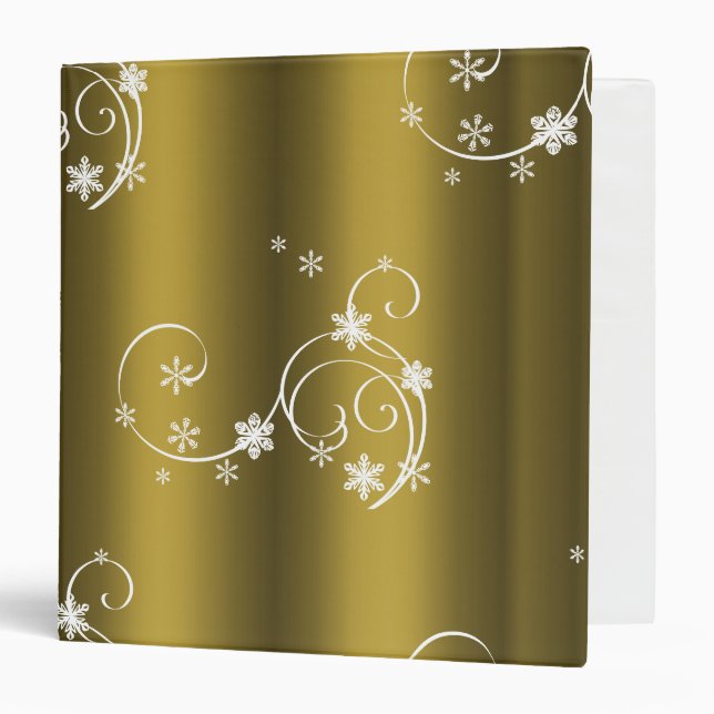 Metallic Gold, White Swirls Christmas Binder (Front/Inside)