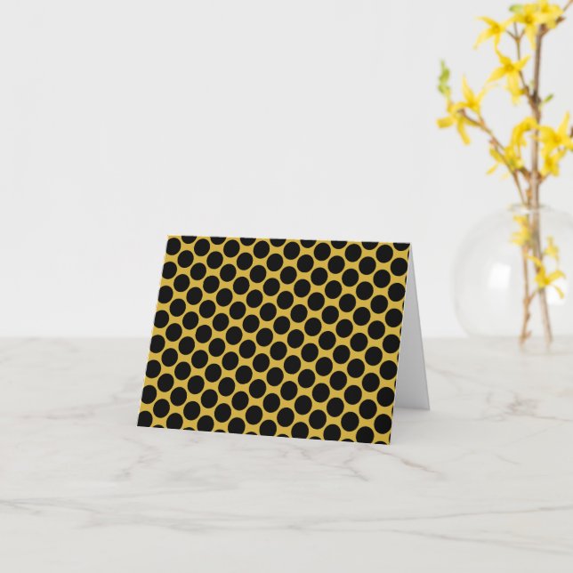 Metallic Gold with Black Dot Style Greeting Cards (Yellow Flower)