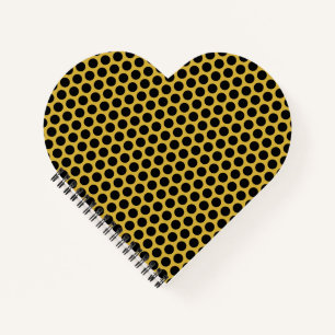 Metallic Gold with Black Dot Style Heart Shaped Notebook