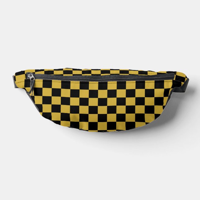 Metallic Gold with Black Large Square Pattern Fanny Pack (Lay Down)