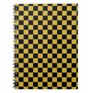 Metallic Gold with Black Square Pattern Spiral Notebook