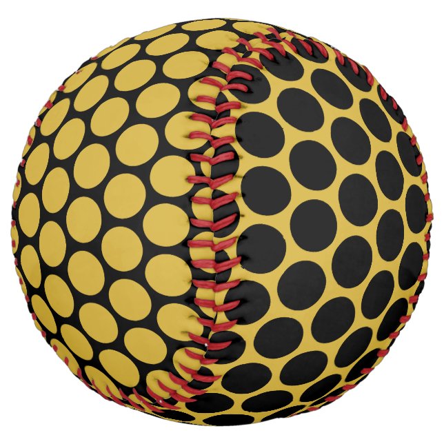 Metallic Gold with Solid Black Dot Pattern Softball (Angled)