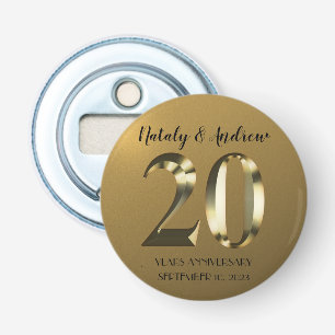 Metallic golden 20th Wedding Anniversary Bottle Opener