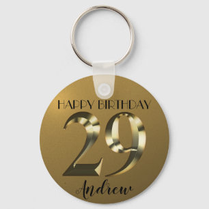 Metallic golden 29th birthday keychain