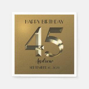 Metallic golden 45th birthday napkin