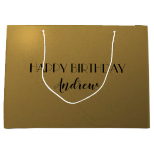 Metallic golden 50th birthday large gift bag
