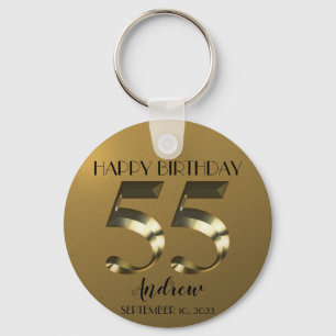 Metallic golden 55th birthday keychain