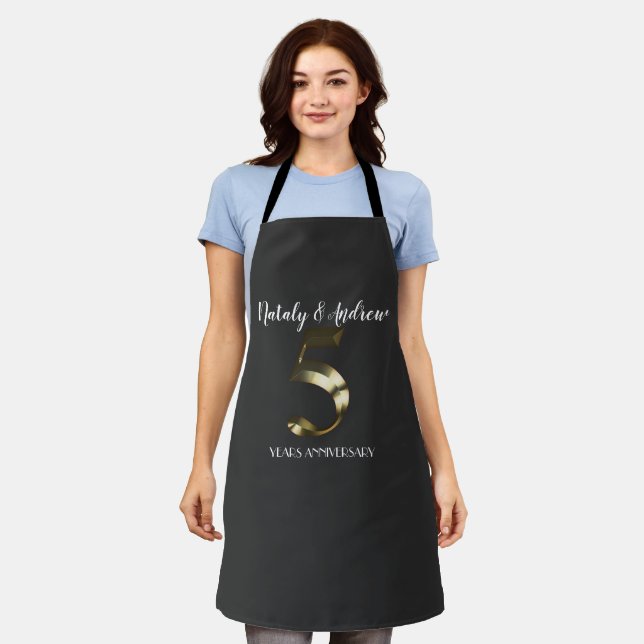 Metallic golden 5th Wedding Anniversary Apron (Worn)