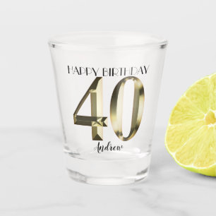 Metallic golden foil 40th birthday shot glass