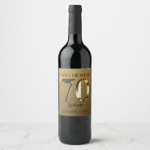 Metallic golden foil 70th birthday wine label