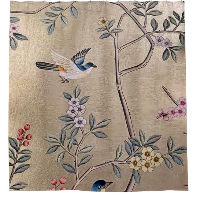 Metallic Golden Garden Chinoiserie with Song Birds (Front)