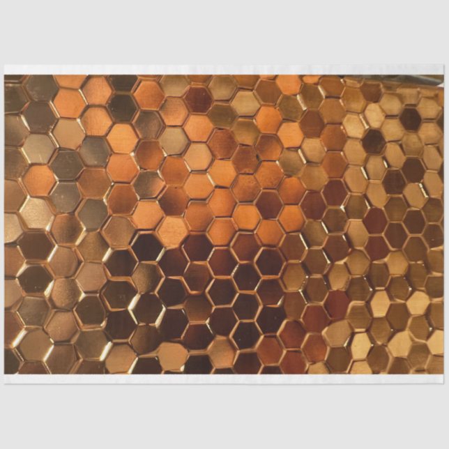 Metallic Golden Honeycomb Pattern Background Tissue Paper (Front)