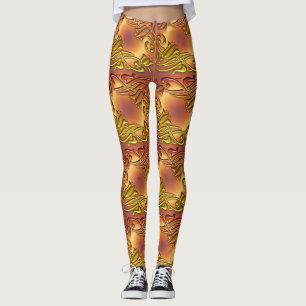 metallic golden pattern leggings