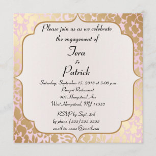 Metallic Golden Rose Pink Engagement Party Invite