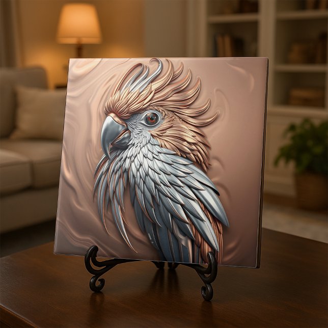 Metallic Golden Silver Embossed Cockatoo Parrot  Tile (Creator Uploaded)