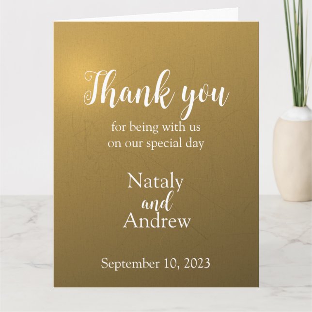 Metallic golden thank you card (Front)
