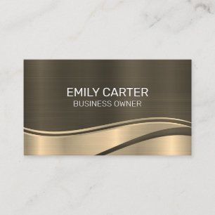 Metallic Golden Wave Background Business Card