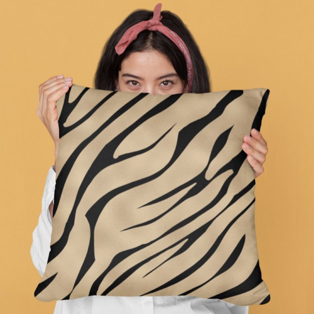 Metallic Golden Zebra Pattern  Throw Pillow (Creator Uploaded)