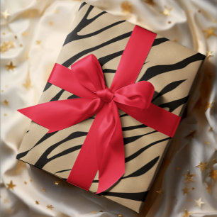 Metallic Golden Zebra Pattern  Wrapping Paper