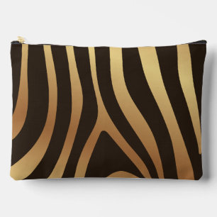 Metallic Golden Zebra Stripes Pattern  Accessory Pouch