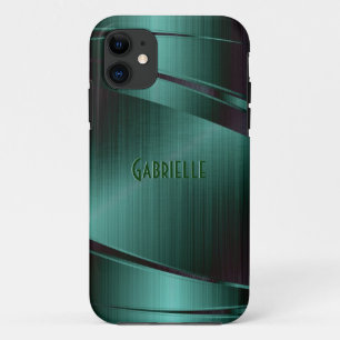 Metallic Green Design Brushed Aluminum Look iPhone 11 Case