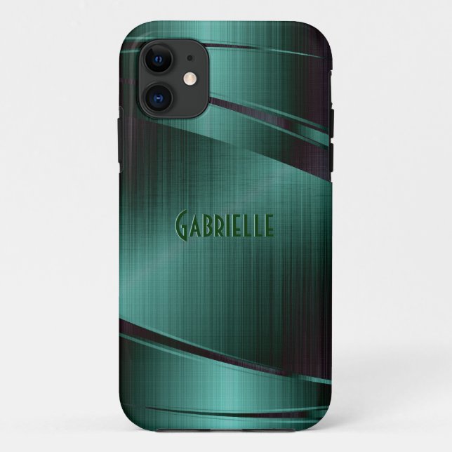 Metallic Green Design Brushed Aluminum Look Case-Mate iPhone Case (Back)