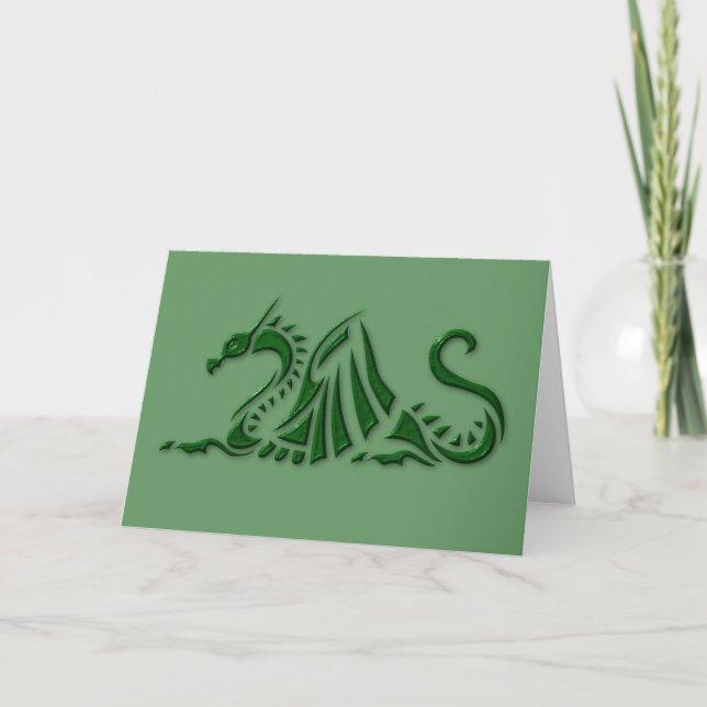 Metallic Green Dragon Card (Front)