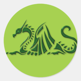 Metallic Green Dragon Classic Round Sticker