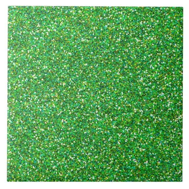 Metallic green, glitzy and sparkly tile (Front)