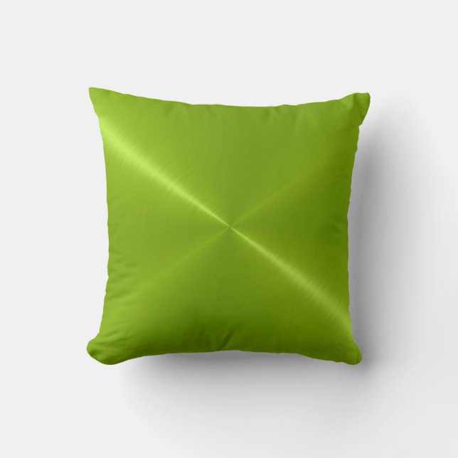 Metallic Green Stainless Steel Metal Look Throw Pillow (Front)